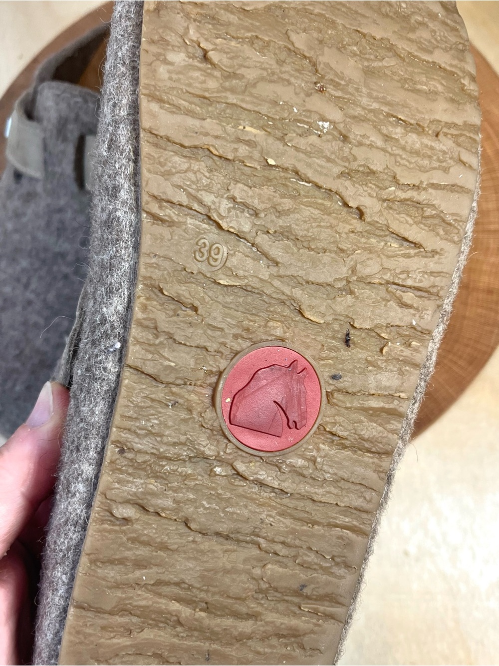 Haflinger Tan Wool Felt Clogs - Adjustable Strap - Size 39 (US 8) - Picture 10 of 16